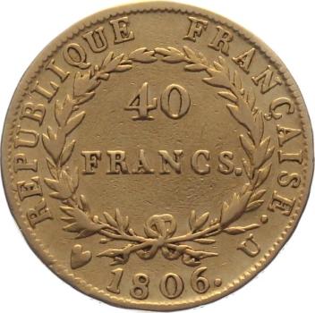 Frankreich 40 Francs 1806 U - Napoleon Empereur